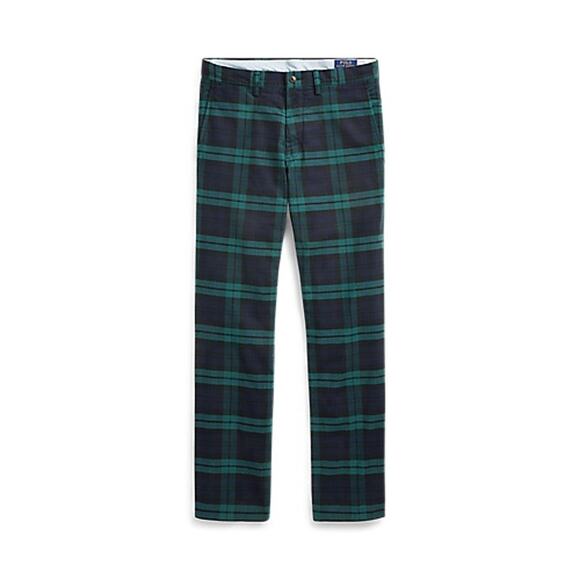 Polo Ralph Lauren NWT Stretch Slim Fit Tartan Chino Sz 33x32 Green Plaid - Picture 1 of 9